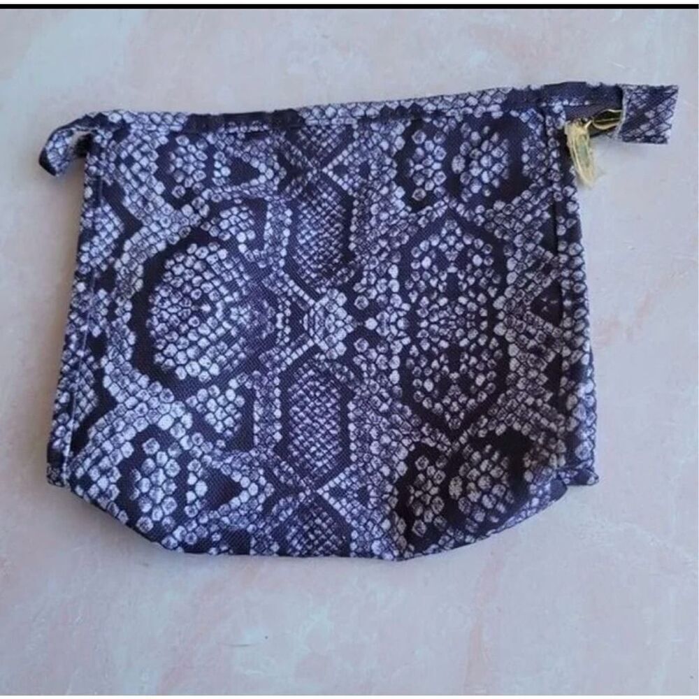 Reptilian fabric sack purse Estee Lauder snake pouch golden zipper New